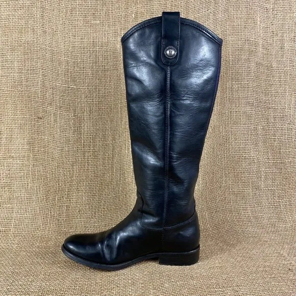 Frye riding boots melissa black tall leather size 5.5B