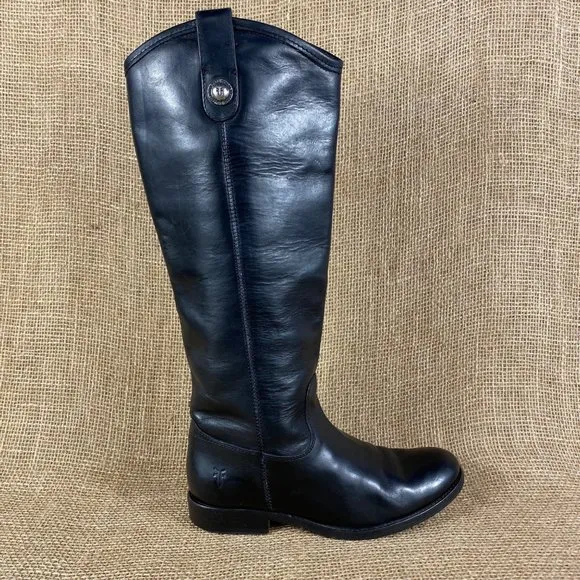 Frye riding boots melissa black tall leather size 5.5B