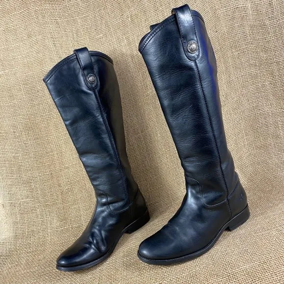 Frye riding boots melissa black tall leather size 5.5B