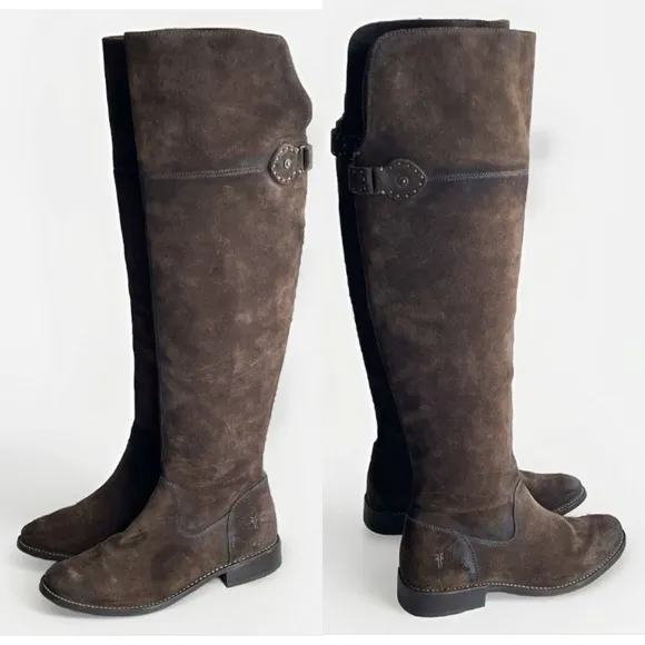 FRYE Shirley Brown Suede Over the Knee Equestian Tall Fall Boots Size 7.5 B
