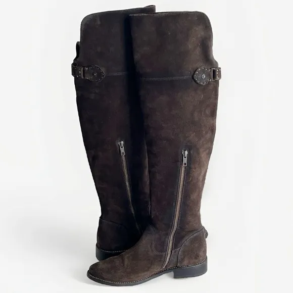 FRYE Shirley Brown Suede Over the Knee Equestian Tall Fall Boots Size 7.5 B