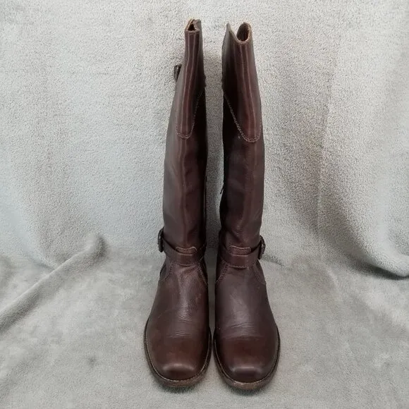 Frye Shoes Womens Size 8 Phillip Brown Leather Buckle Riding Western Boots