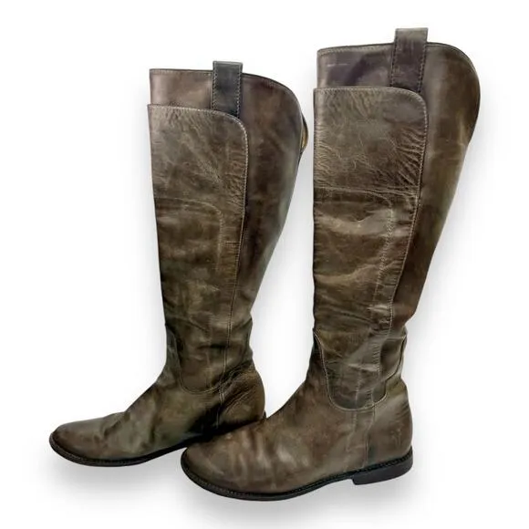 Frye Tall Riding Boots Italian Leather Women 6.5 Brown Paige 77534 Equestrian