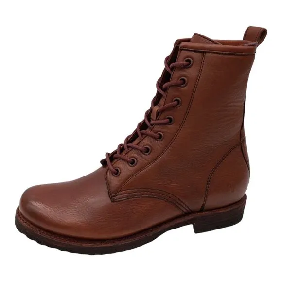 Frye Veronica Combat Boots  Leather Lace Up Heeled Red Clay Women's 7.5