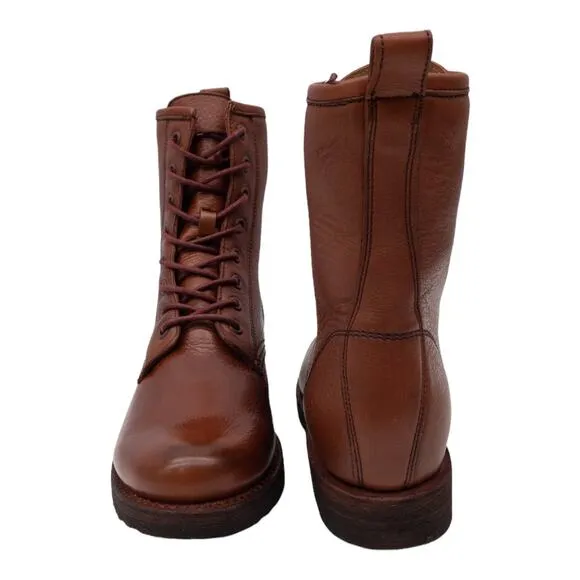 Frye Veronica Combat Boots  Leather Lace Up Heeled Red Clay Women's 7.5