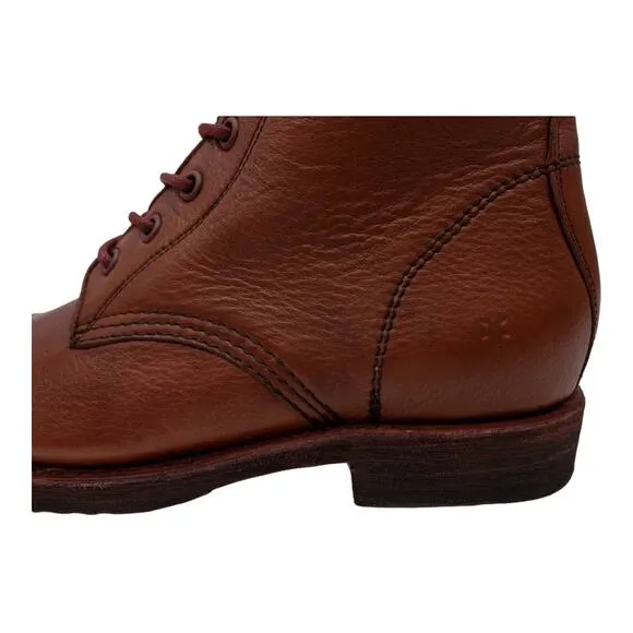 Frye Veronica Combat Boots  Leather Lace Up Heeled Red Clay Women's 7.5