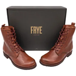 Frye Veronica Combat Boots  Leather Lace Up Heeled Red Clay Women's 7.5