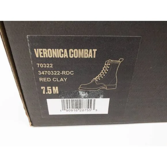 Frye Veronica Combat Boots  Leather Lace Up Heeled Red Clay Women's 7.5