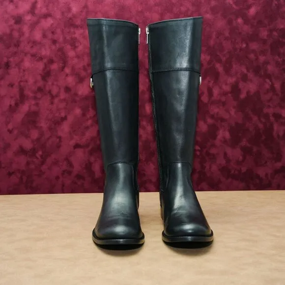 Frye Women Melissa D Ring Black Leather Zip Riding Equestrian Tall Boots sz 6