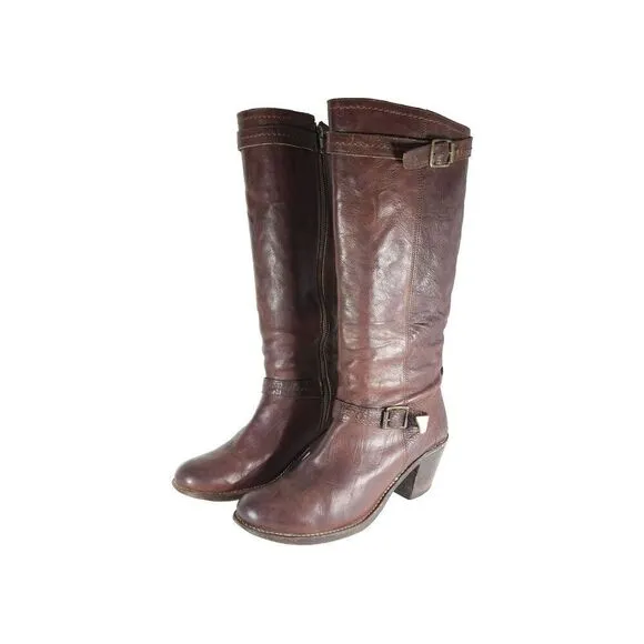 Frye Women's Carmen 14L US 10B side Zip Brown Tall Equestrian Riding Boots