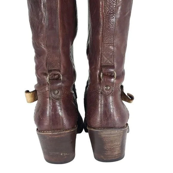 Frye Women's Carmen 14L US 10B side Zip Brown Tall Equestrian Riding Boots