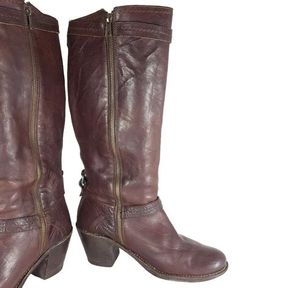 Frye Women's Carmen 14L US 10B side Zip Brown Tall Equestrian Riding Boots