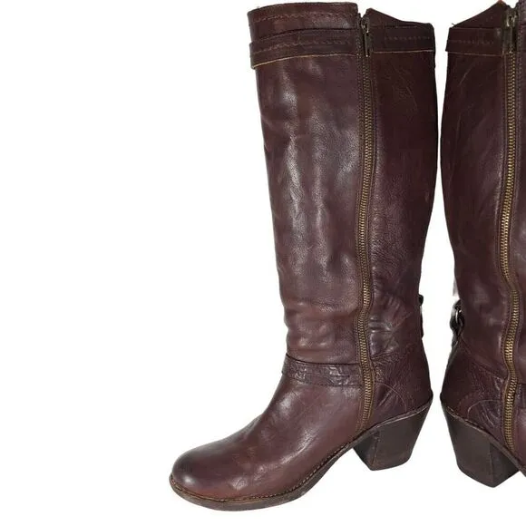 Frye Women's Carmen 14L US 10B side Zip Brown Tall Equestrian Riding Boots