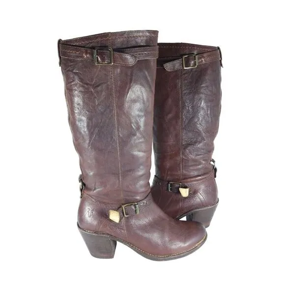 Frye Women's Carmen 14L US 10B side Zip Brown Tall Equestrian Riding Boots