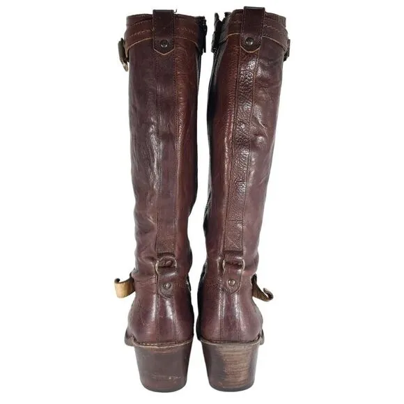 Frye Women's Carmen 14L US 10B side Zip Brown Tall Equestrian Riding Boots