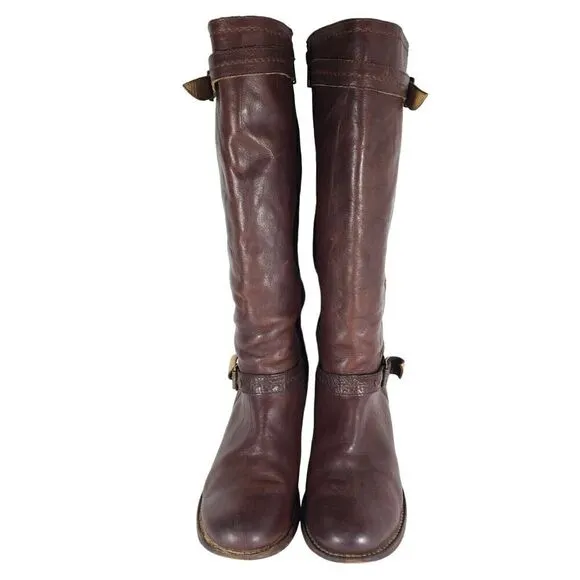 Frye Women's Carmen 14L US 10B side Zip Brown Tall Equestrian Riding Boots