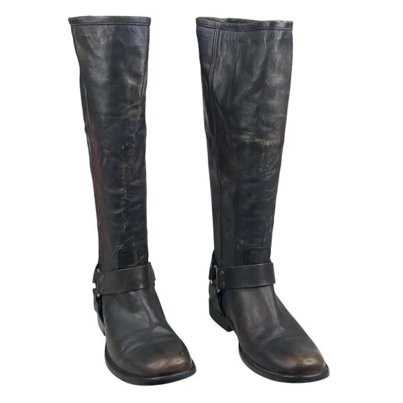 Frye Women’s Melissa Brown Distressed Harness Riding Boots Size US 7