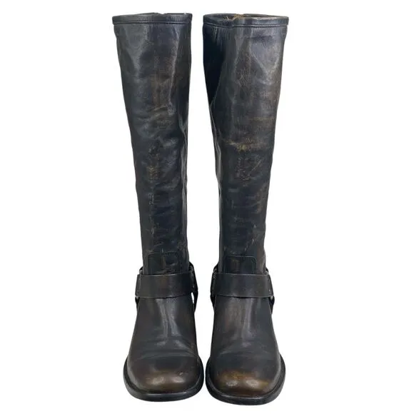 Frye Women’s Melissa Brown Distressed Harness Riding Boots Size US 7