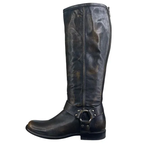 Frye Women’s Melissa Brown Distressed Harness Riding Boots Size US 7