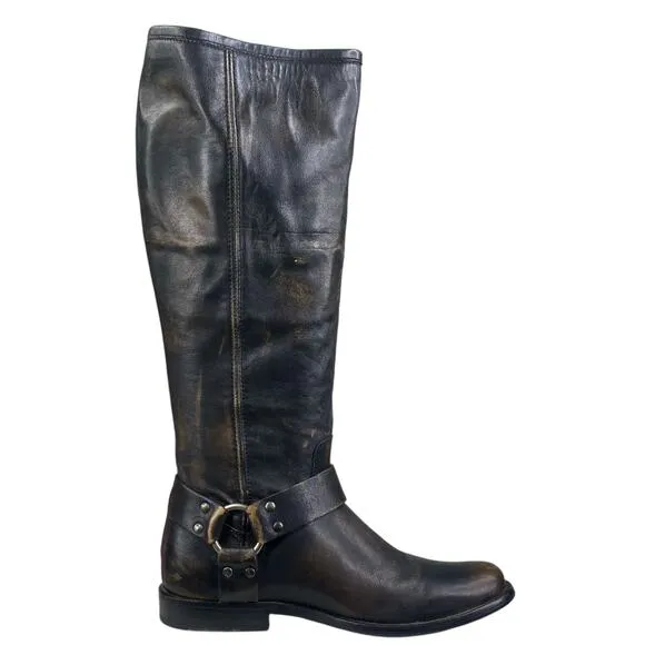 Frye Women’s Melissa Brown Distressed Harness Riding Boots Size US 7