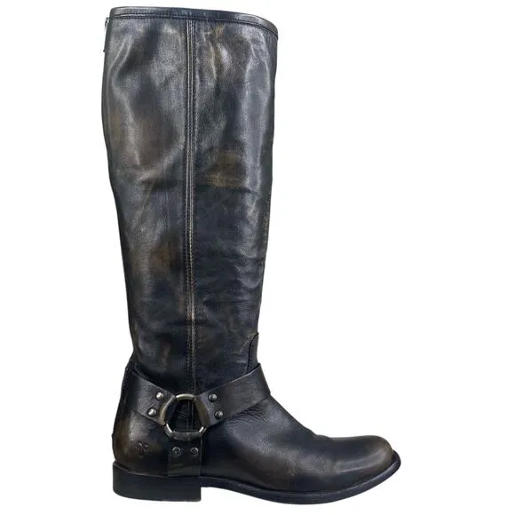 Frye Women’s Melissa Brown Distressed Harness Riding Boots Size US 7