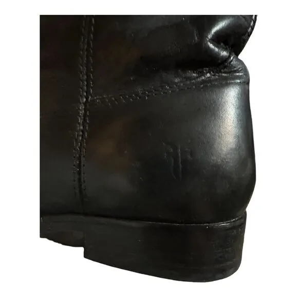 Frye Women's MELISSA BUTTON Riding Boots Size 6B Black Leather Tall. Pre-loved