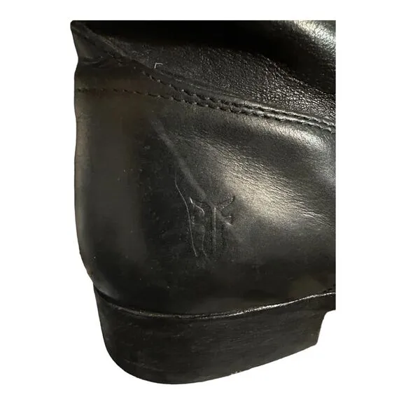 Frye Women's MELISSA BUTTON Riding Boots Size 6B Black Leather Tall. Pre-loved
