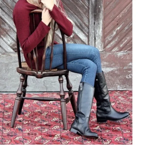 Frye Womens Melissa Button Tall Boots Size 6 Black Knee Riding Equestrian Vtg