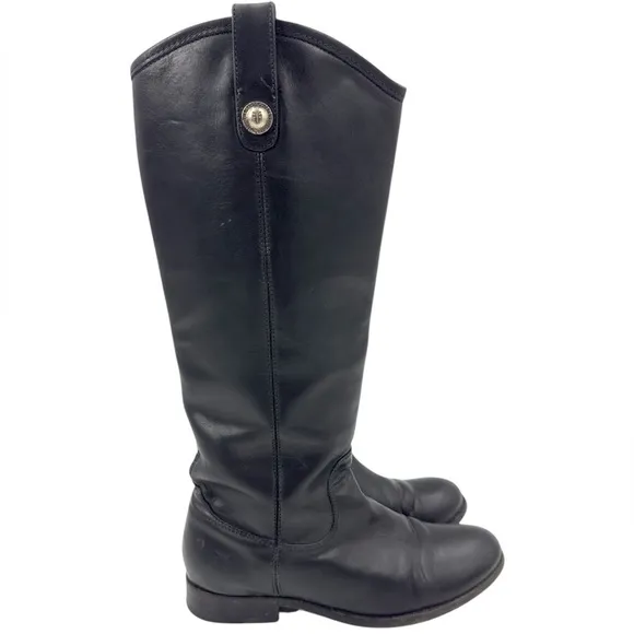 Frye Womens Melissa Button Tall Boots Size 6 Black Knee Riding Equestrian Vtg