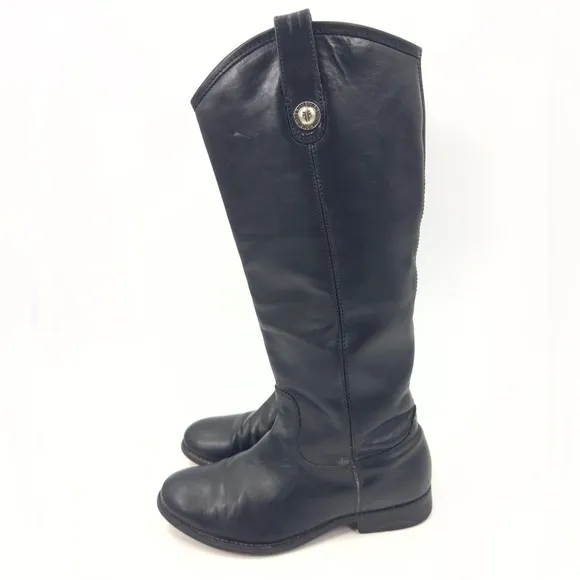 Frye Womens Melissa Button Tall Boots Size 6 Black Knee Riding Equestrian Vtg