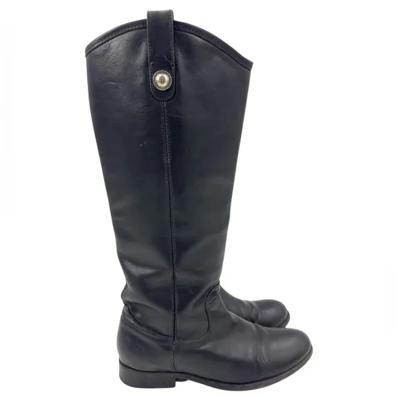 Frye Womens Melissa Button Tall Boots Size 6 Black Knee Riding Equestrian Vtg