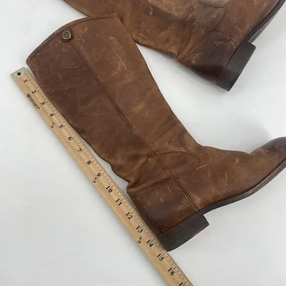 Frye Women's Size 7 Melissa Button Cognac Brown 75449 Equestrian Riding Boots