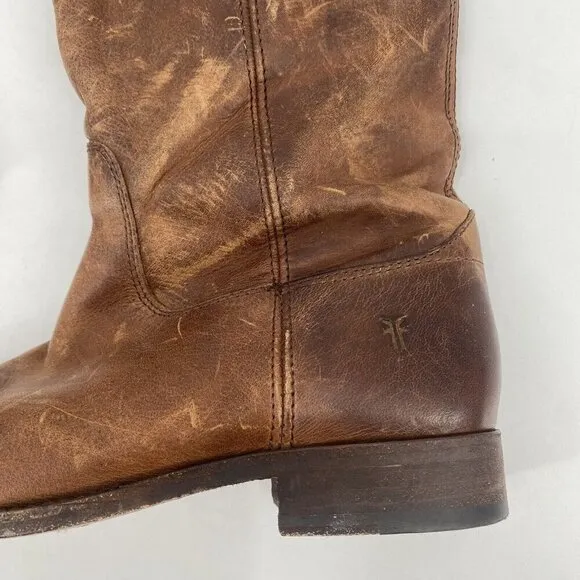 Frye Women's Size 7 Melissa Button Cognac Brown 75449 Equestrian Riding Boots