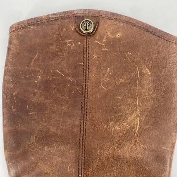 Frye Women's Size 7 Melissa Button Cognac Brown 75449 Equestrian Riding Boots