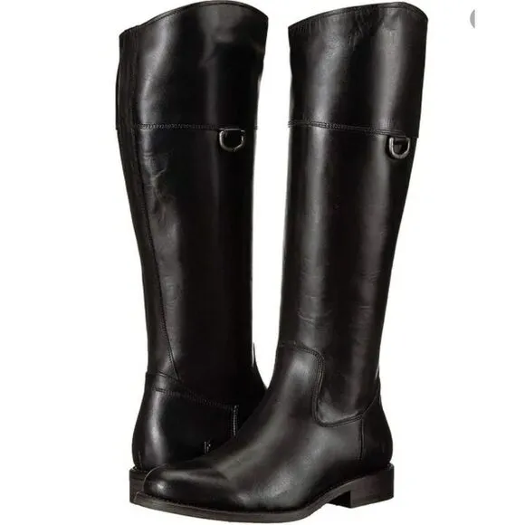 Frye Jayden D Ring Leather Boots in Black SZ 8 1/2