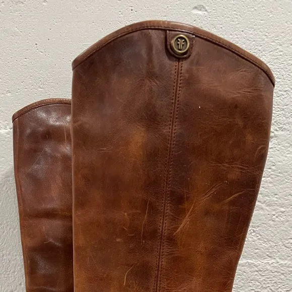 🛍️Frye⚡️Melissa Button Cognac Leather Knee High Boot Western Riding 11