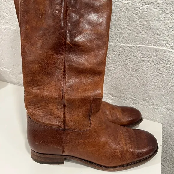 🛍️Frye⚡️Melissa Button Cognac Leather Knee High Boot Western Riding 11