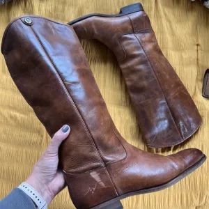 🛍️Frye⚡️Melissa Button Cognac Leather Knee High Boot Western Riding 11