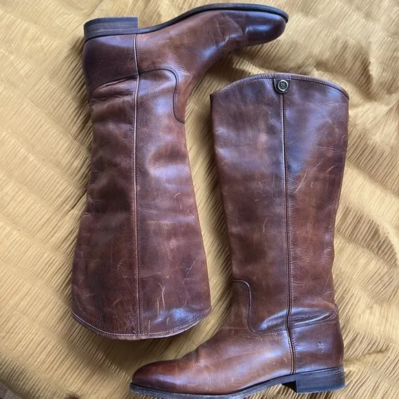 🛍️Frye⚡️Melissa Button Cognac Leather Knee High Boot Western Riding 11