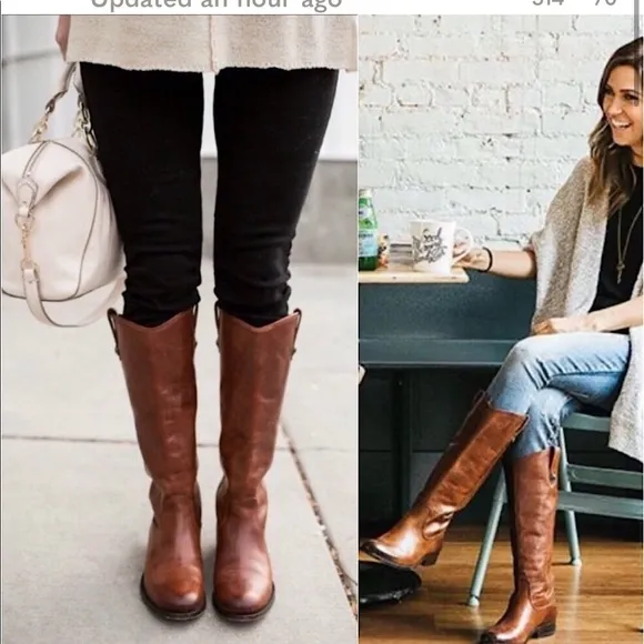 🛍️Frye⚡️Melissa Button Cognac Leather Knee High Boot Western Riding 11