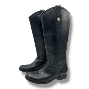 Frye Melissa Button Tall Leather Riding Boots Equestrian Boot Womens Black 7B