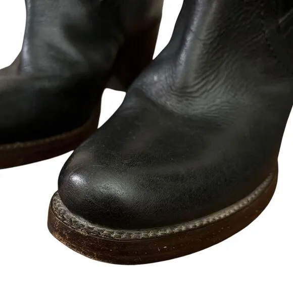 Frye Women's Jane Tall Riding Cuff Black Leather Knee-High Boots 5.5