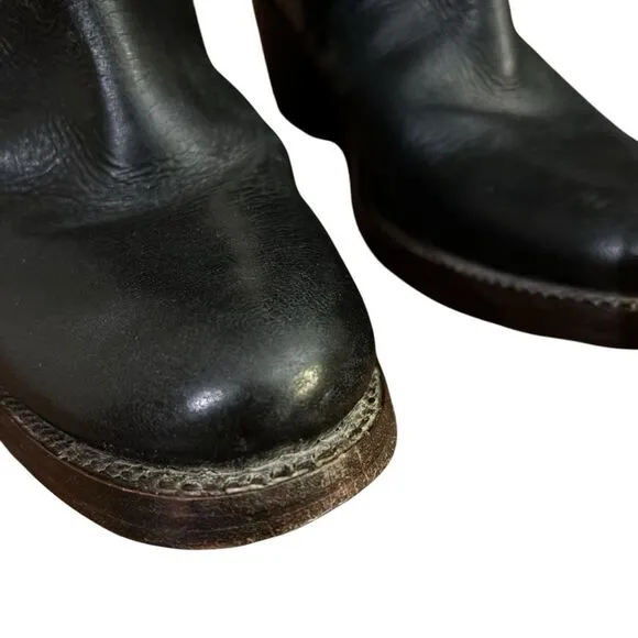 Frye Women's Jane Tall Riding Cuff Black Leather Knee-High Boots 5.5