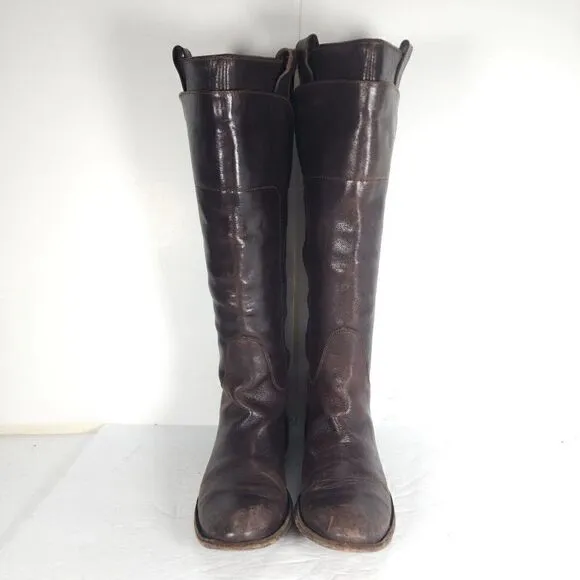 Frye Women's Paige US7,5B Distressed Leather Brown Tall Equestrian Riding Boots