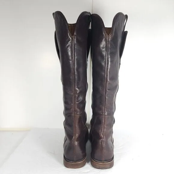 Frye Women's Paige US7,5B Distressed Leather Brown Tall Equestrian Riding Boots