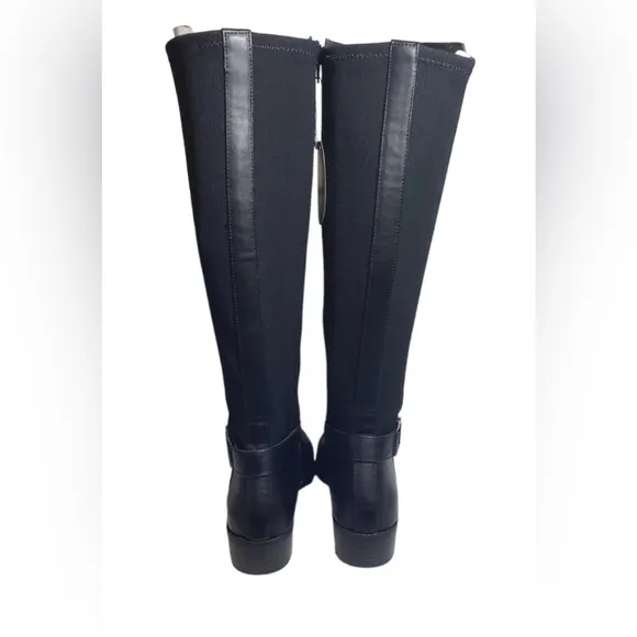 Full Zip Black stretch knit Calf Tall Alfani KALLUM Riding Rain Boots NIB