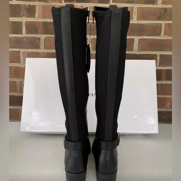 Full Zip Black stretch knit Calf Tall Alfani KALLUM Riding Rain Boots NIB