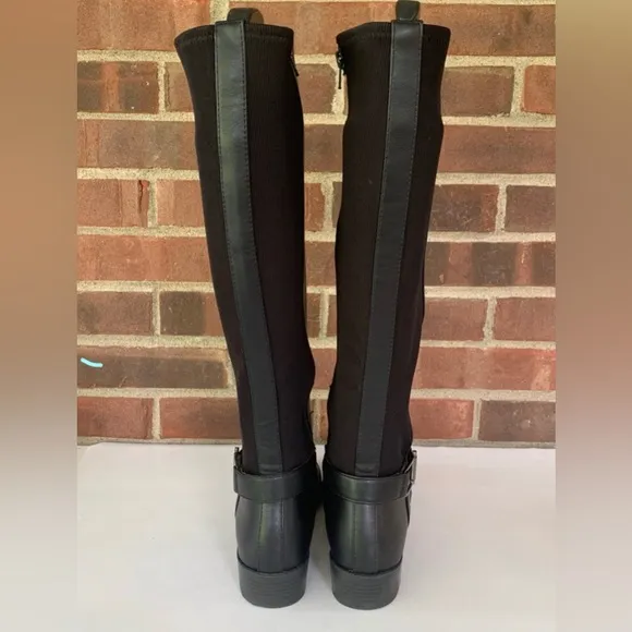 Full Zip Black stretch knit Calf Tall Alfani KALLUM Riding Rain Boots NIB