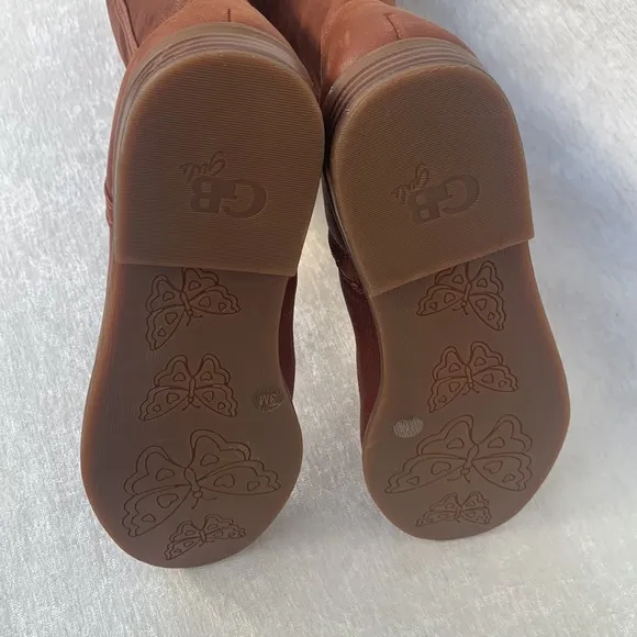 GB Girls Soft Brown Leather Equestrian Riding Boots NWOB