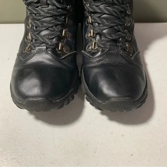 Gelert Mens Leather Walking Boots size 7.5 black coated leather